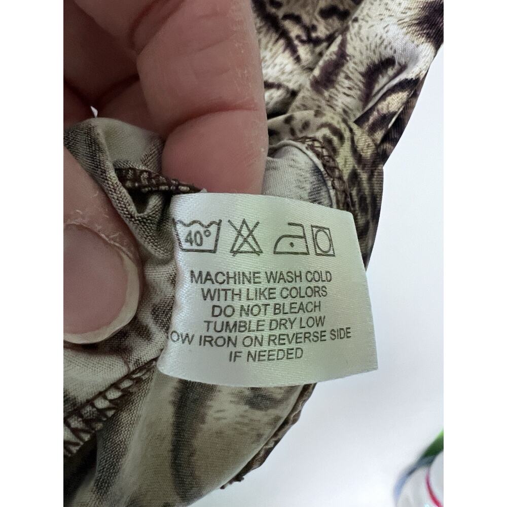 Vintage 90s Y2K Ruched Animal Print Cap Sleeve Top Large Button Up Grunge Goth - Picture 14 of 15